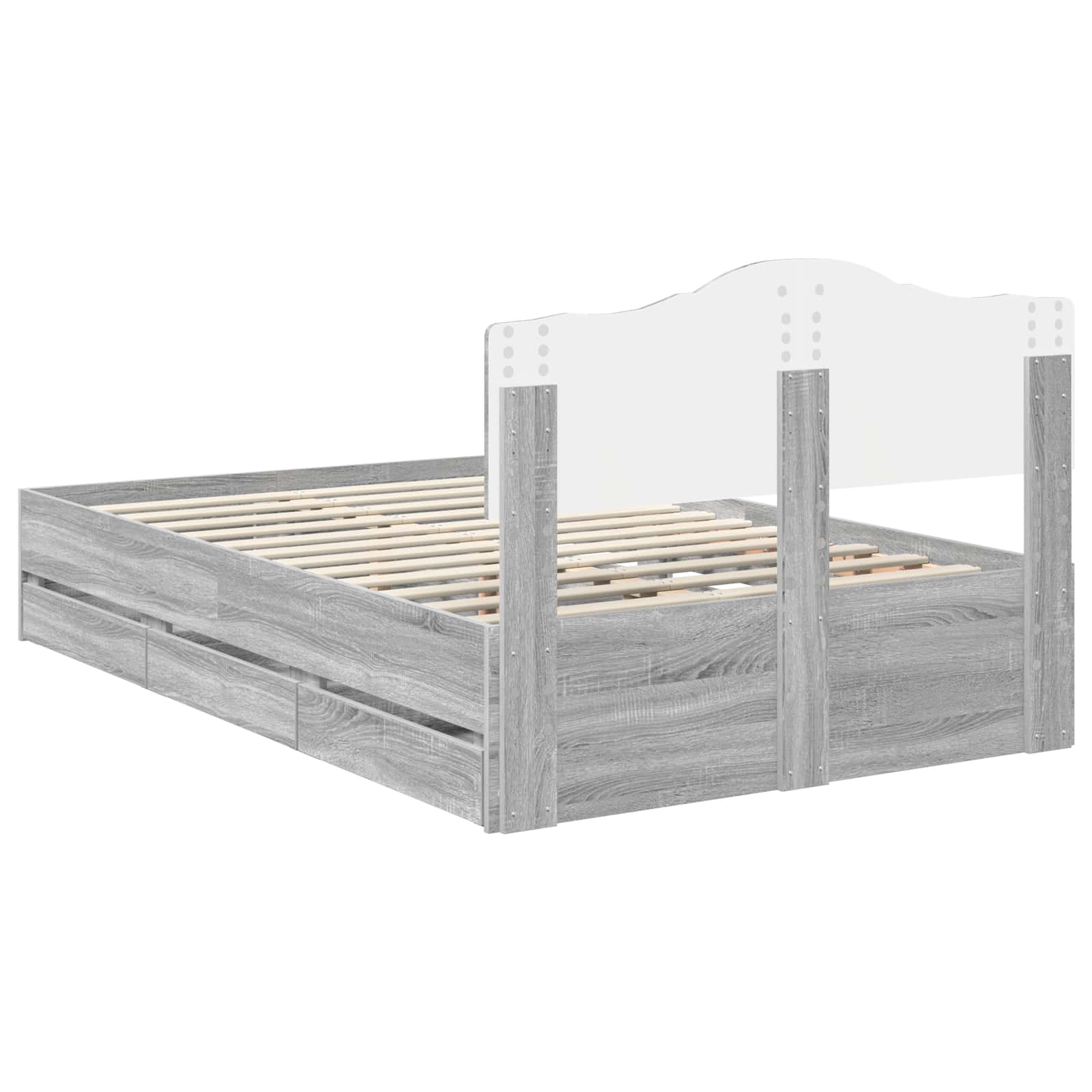 Bedframe met lade Grijs Sonoma 120 x 190 cm Ingenieurshout
