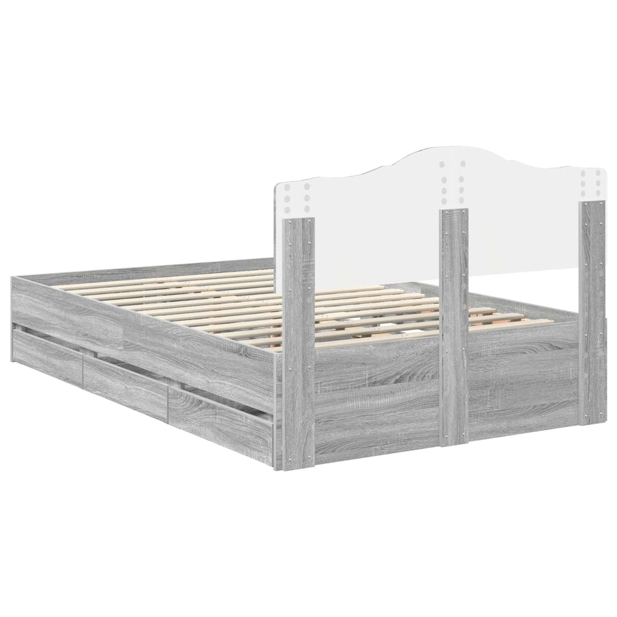 Bedframe met lade Grijs Sonoma 120 x 190 cm Ingenieurshout