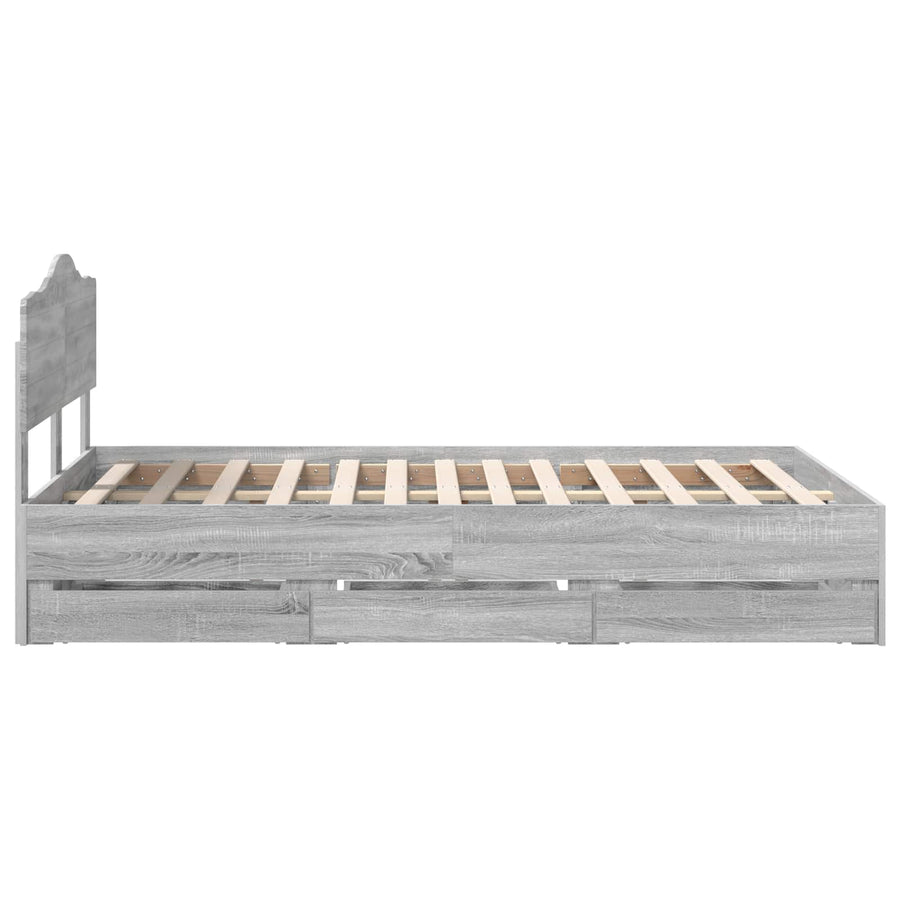 Bedframe met lade Grijs Sonoma 120 x 190 cm Ingenieurshout
