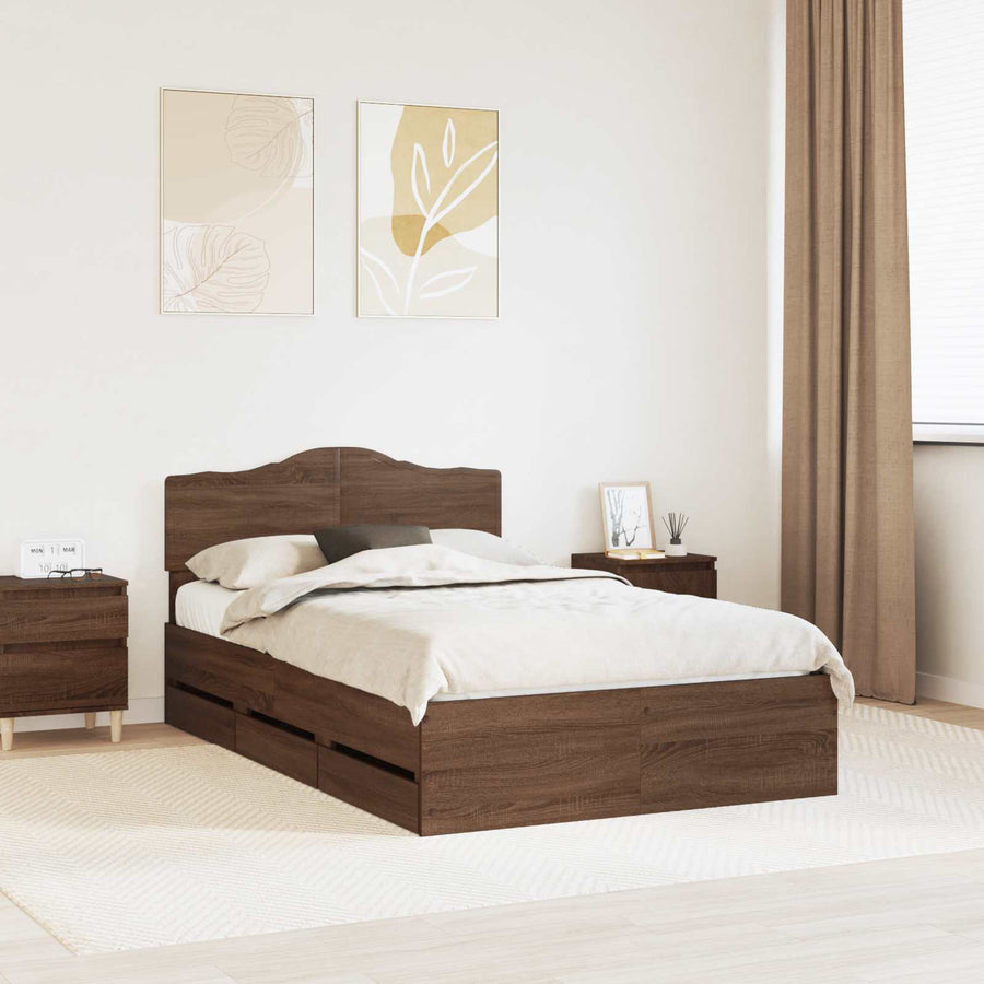 Bedframe met lade Bruin Eiken 120 x 190 cm Ingenieurshout