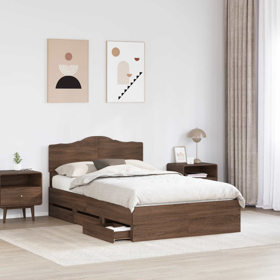 Bedframe met lade Bruin Eiken 120 x 190 cm Ingenieurshout