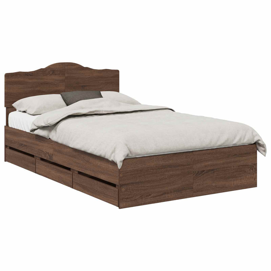 Bedframe met lade Bruin Eiken 120 x 190 cm Ingenieurshout