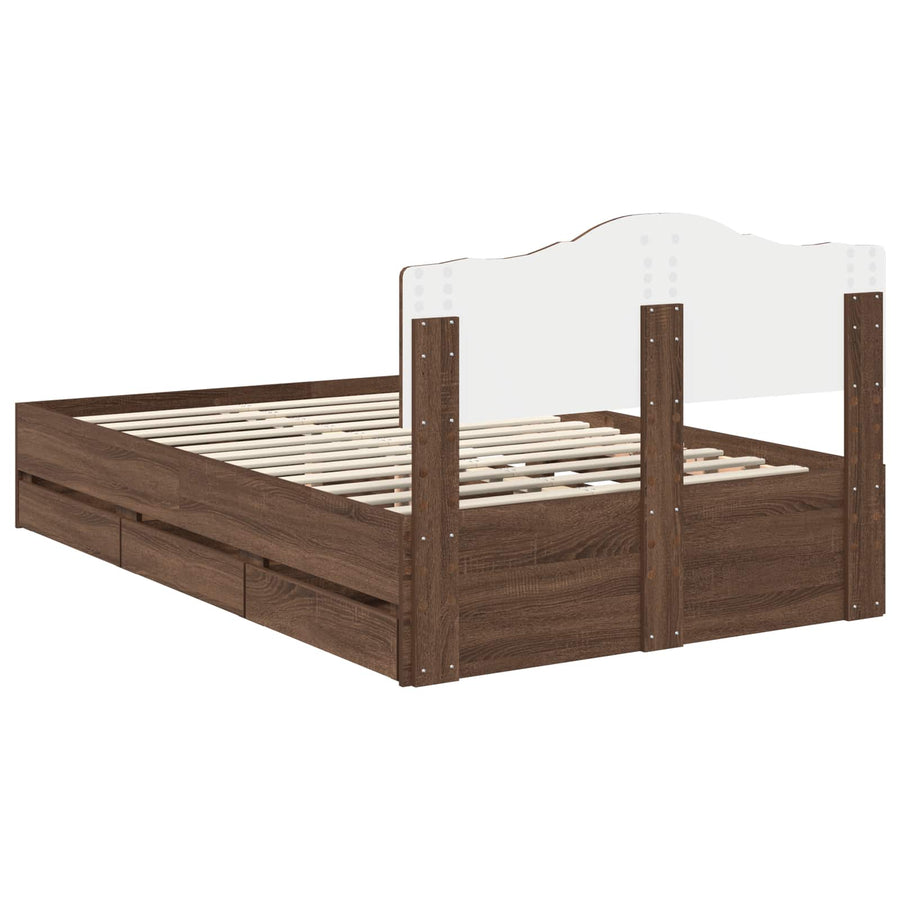 Bedframe met lade Bruin Eiken 120 x 190 cm Ingenieurshout