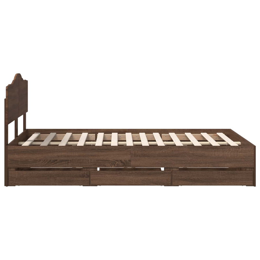 Bedframe met lade Bruin Eiken 120 x 190 cm Ingenieurshout