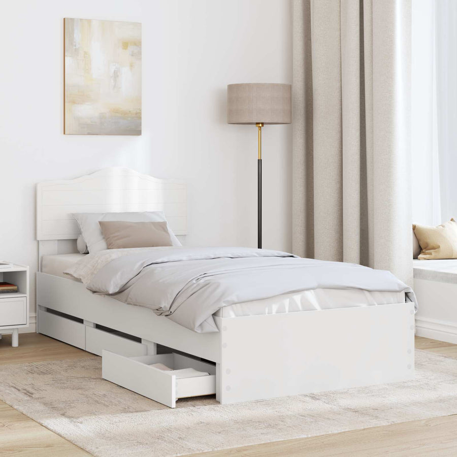 Bedframe met lade met opslag Wit 100 x 200 cm Ingenieurshout