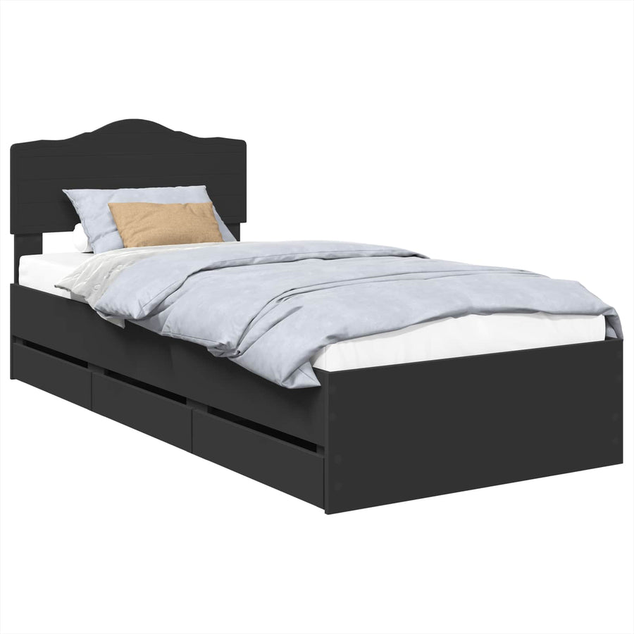 Bedframe met lade met opslag Zwart 100 x 200 cm Ingenieurshout