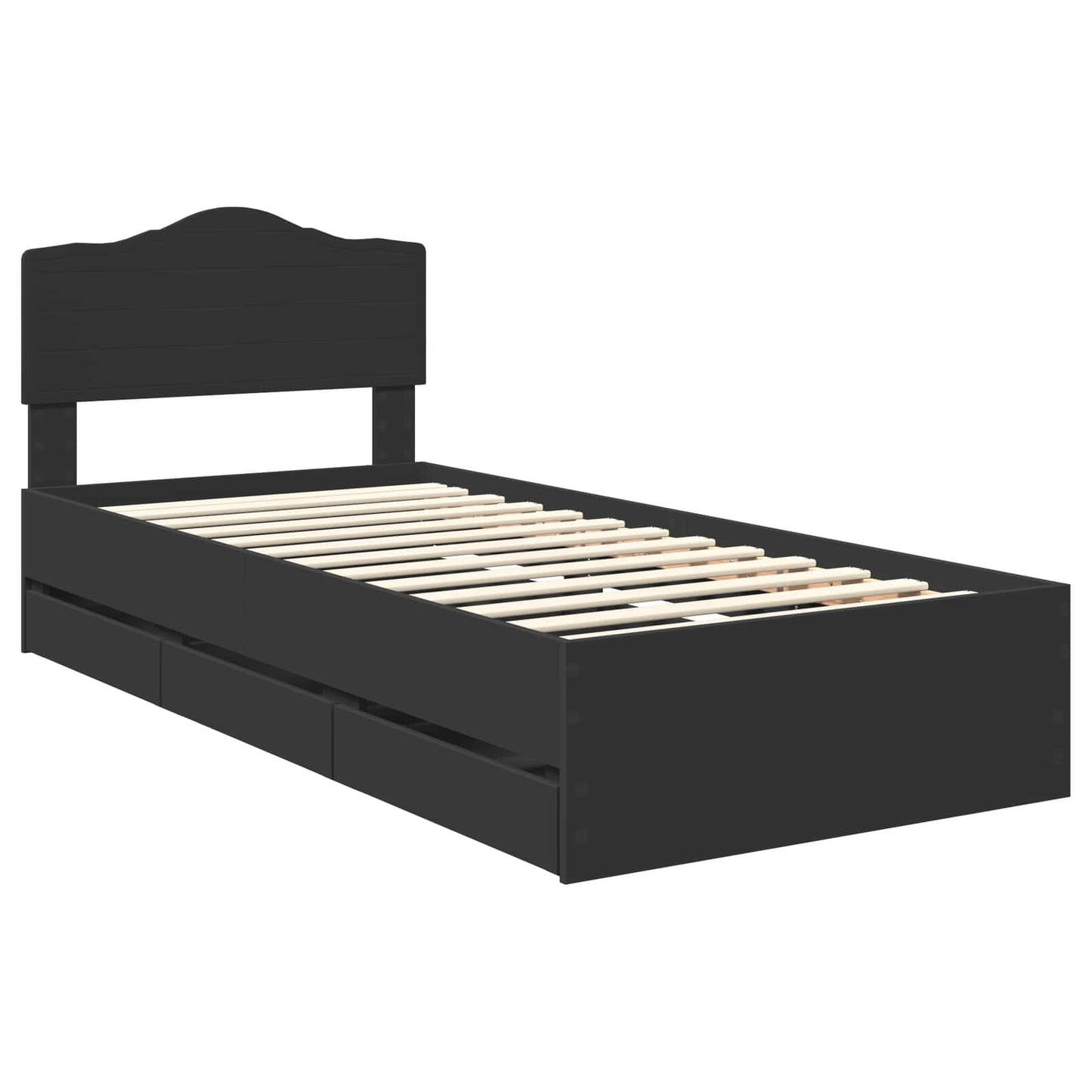 Bedframe met lade met opslag Zwart 100 x 200 cm Ingenieurshout