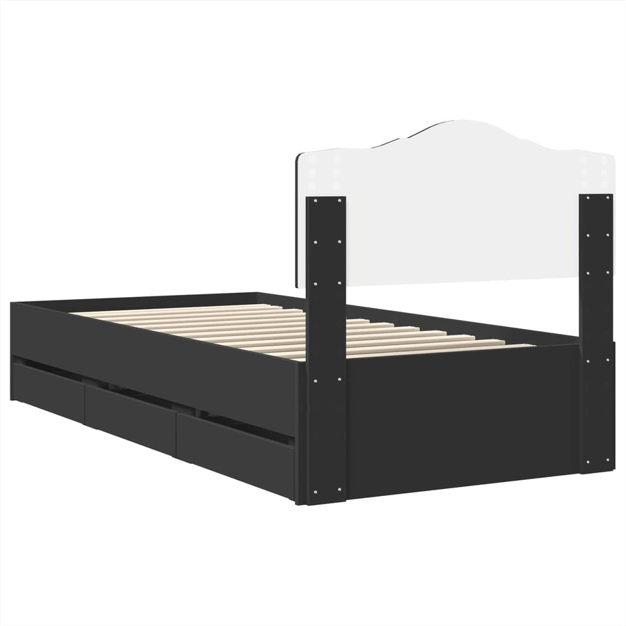 Bedframe met lade met opslag Zwart 100 x 200 cm Ingenieurshout