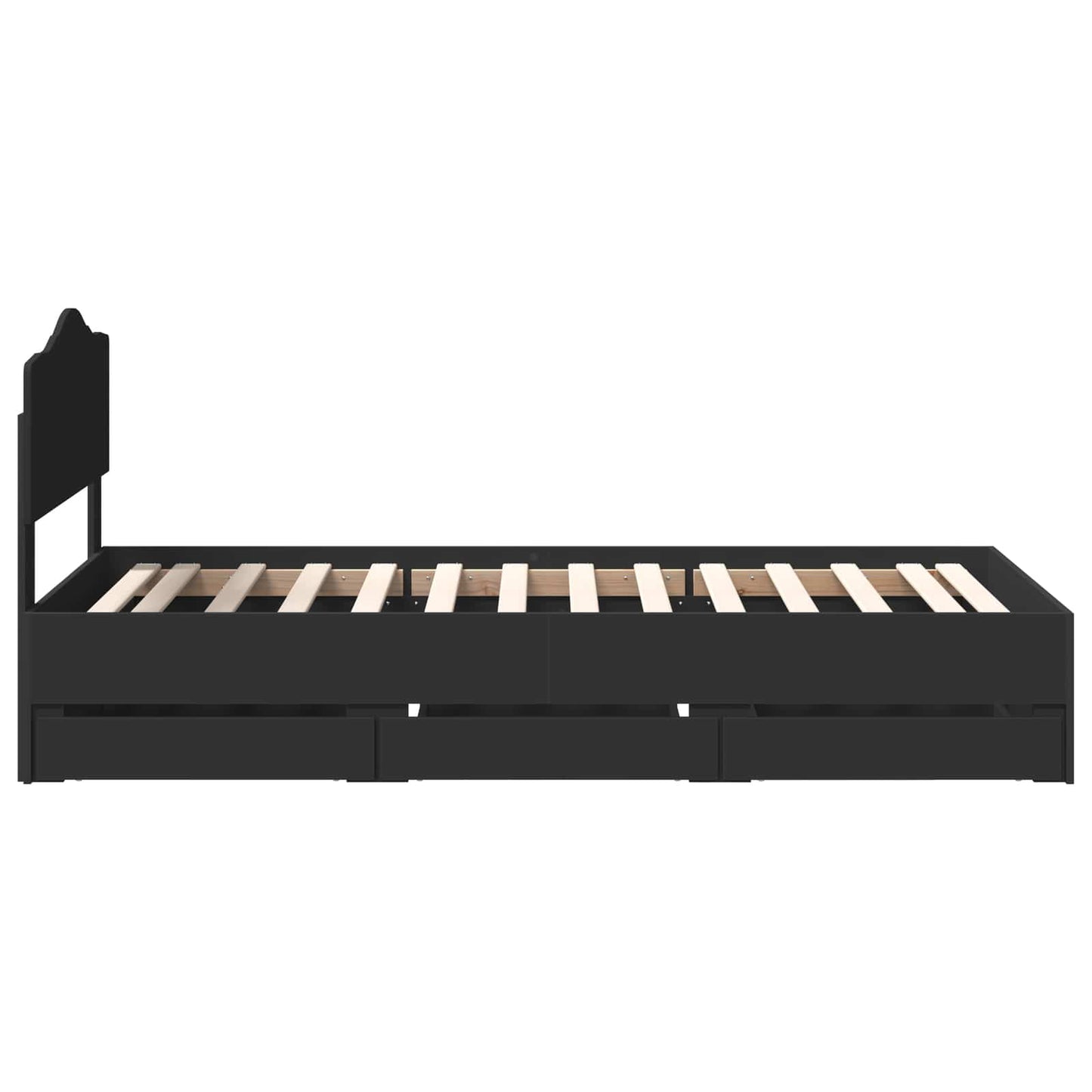 Bedframe met lade met opslag Zwart 100 x 200 cm Ingenieurshout