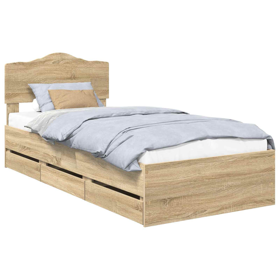 Bedframe met lade Sonoma Eiken 100 x 200 cm Ingenieurshout