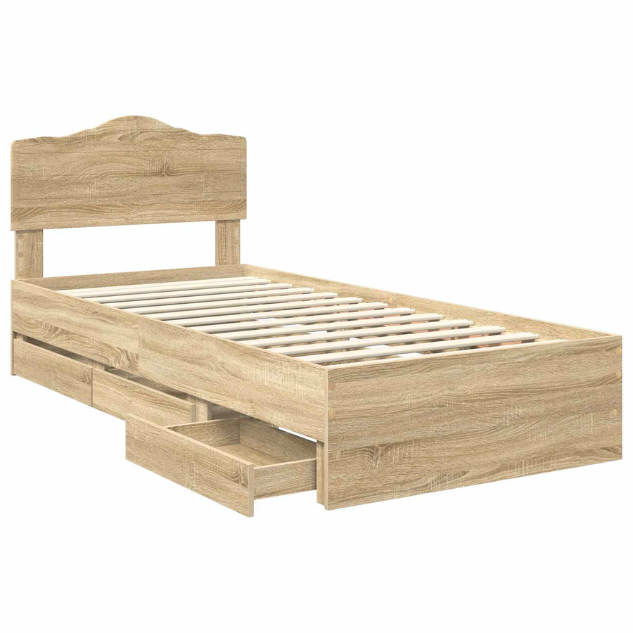 Bedframe met lade Sonoma Eiken 100 x 200 cm Ingenieurshout