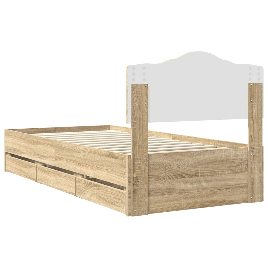 Bedframe met lade Sonoma Eiken 100 x 200 cm Ingenieurshout