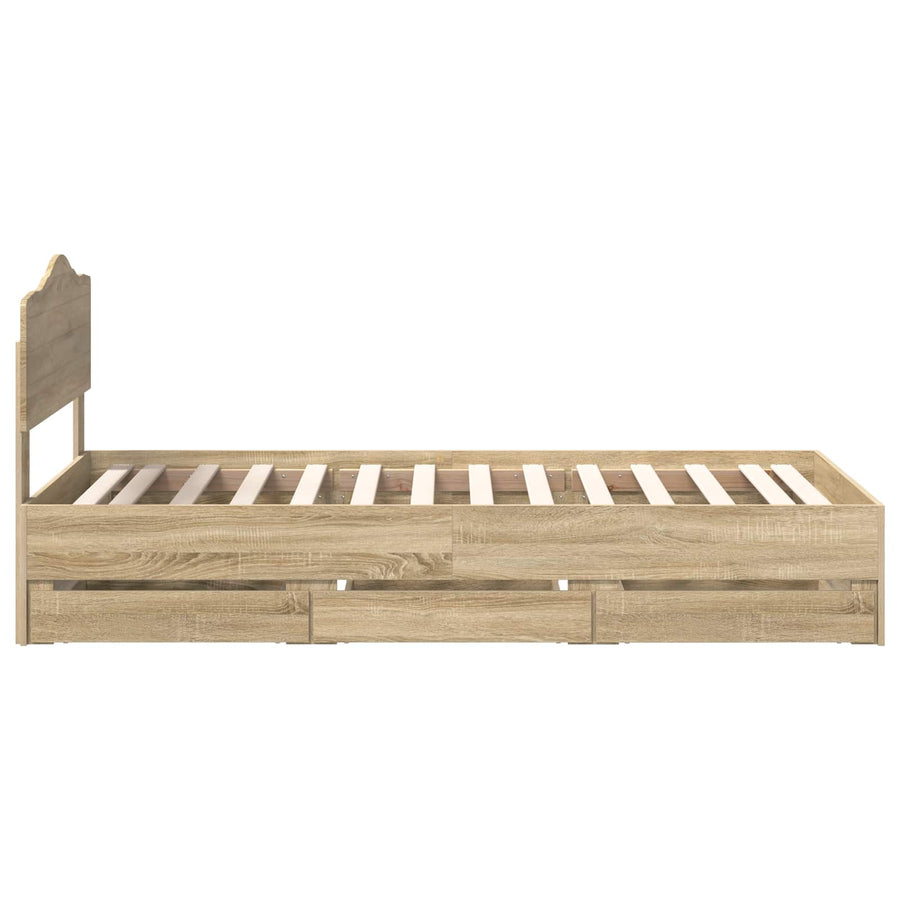 Bedframe met lade Sonoma Eiken 100 x 200 cm Ingenieurshout