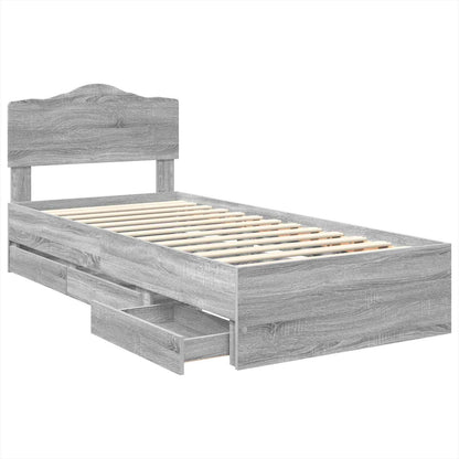 Bedframe met lade Grijs Sonoma 100 x 200 cm Ingenieurshout
