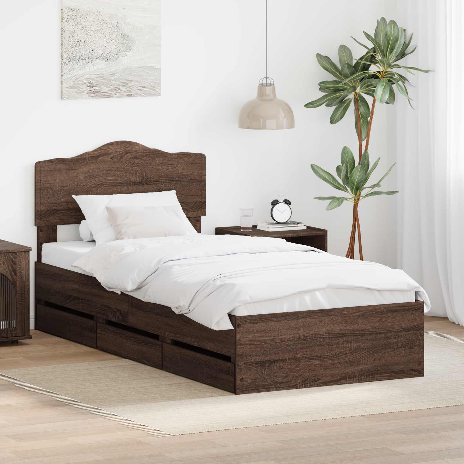 Bedframe met lade Bruin Eiken 100 x 200 cm Ingenieurshout