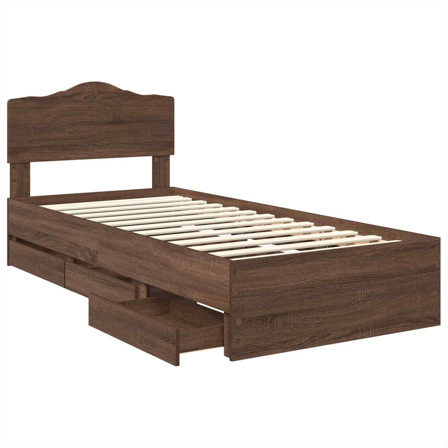 Bedframe met lade Bruin Eiken 100 x 200 cm Ingenieurshout