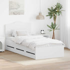 Bed frame with drawer with headboard White 90 x 200 cm Engineered wood