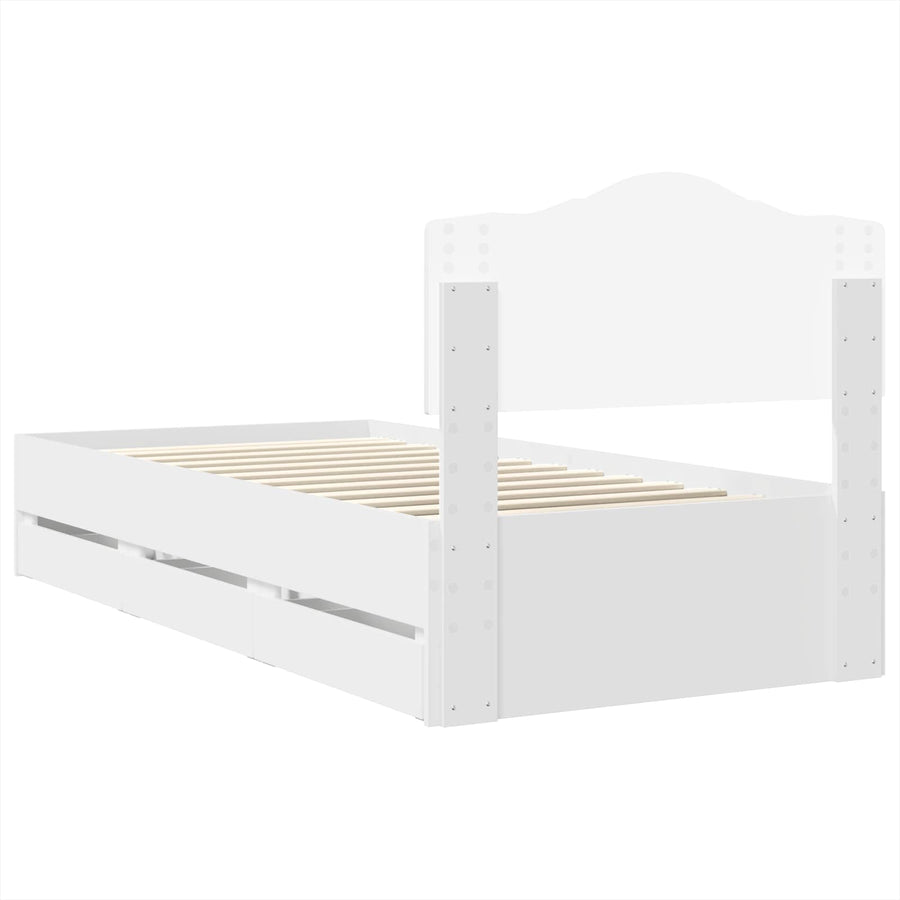 Bedframe met lade met hoofdeinde Wit 90 x 200 cm Ingenieurshout