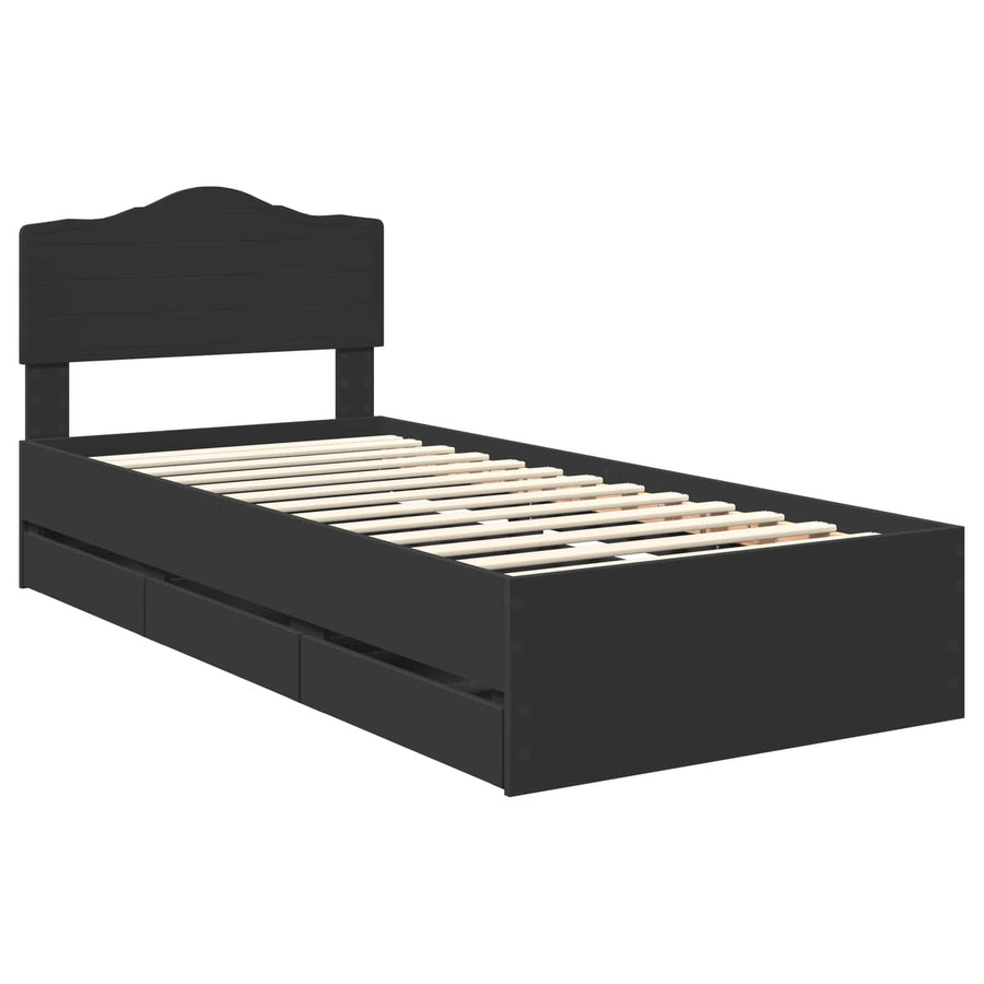 Bedframe met lade met opslag Zwart 90 x 200 cm Ingenieurshout