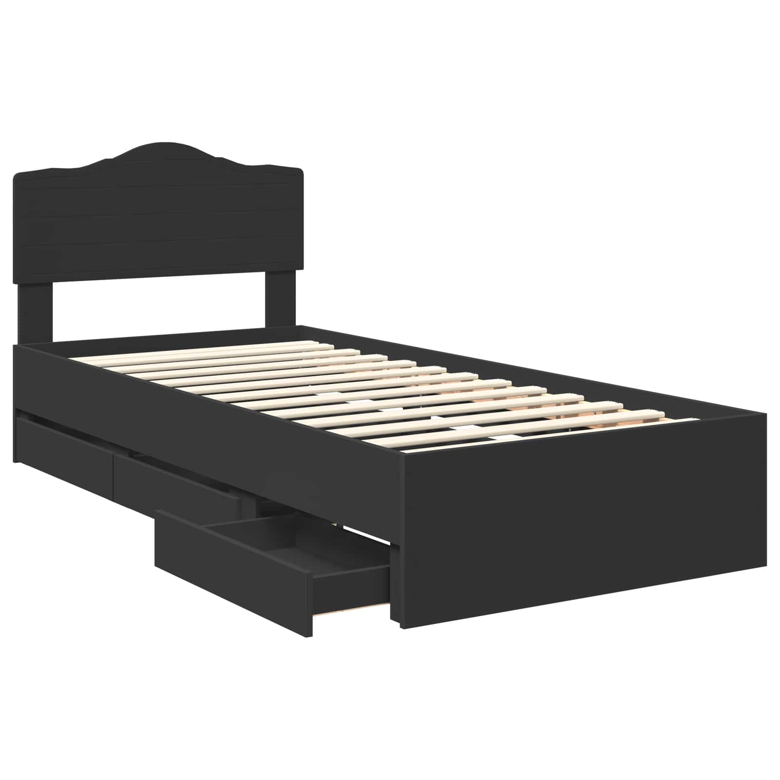 Bedframe met lade met opslag Zwart 90 x 200 cm Ingenieurshout