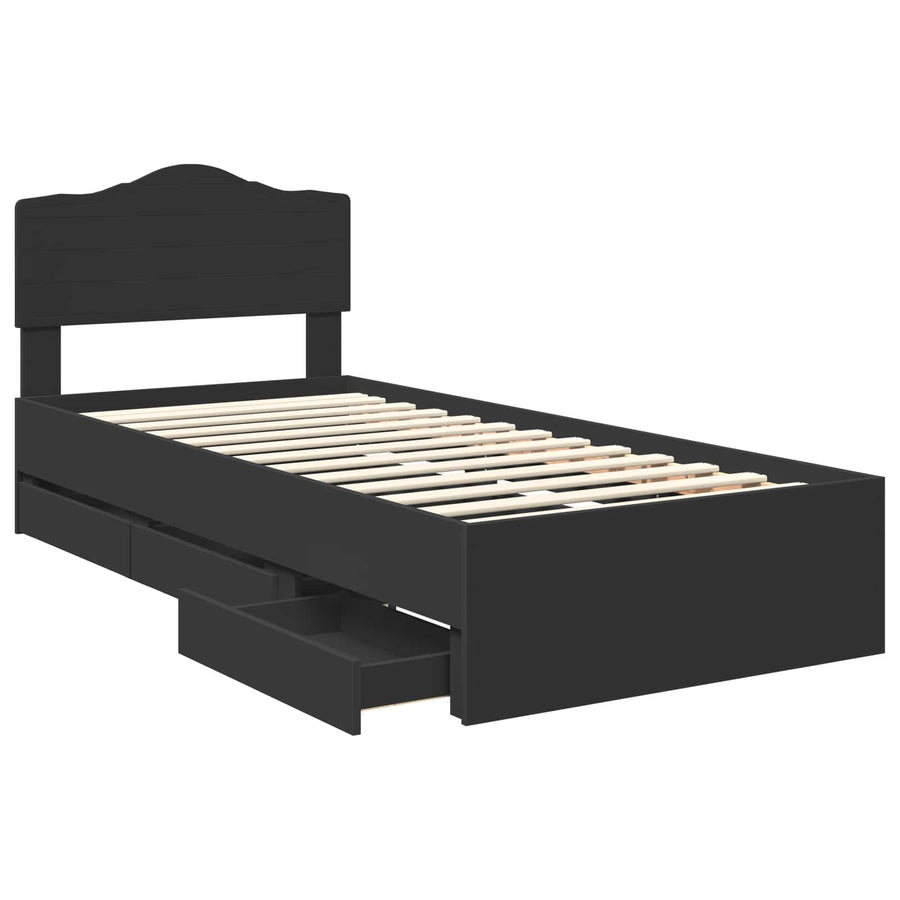 Bedframe met lade met opslag Zwart 90 x 200 cm Ingenieurshout