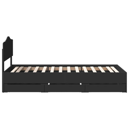 Bedframe met lade met opslag Zwart 90 x 200 cm Ingenieurshout