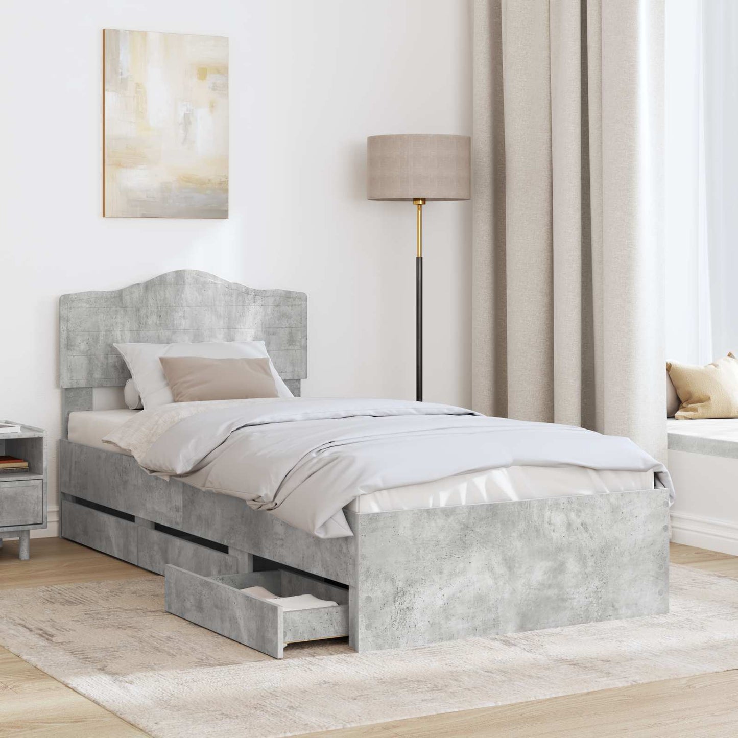Bedframe met lade Beton Grijs 90 x 200 cm Ingenieurshout