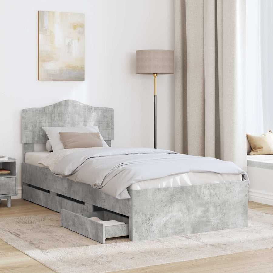 Bedframe met lade Beton Grijs 90 x 200 cm Ingenieurshout
