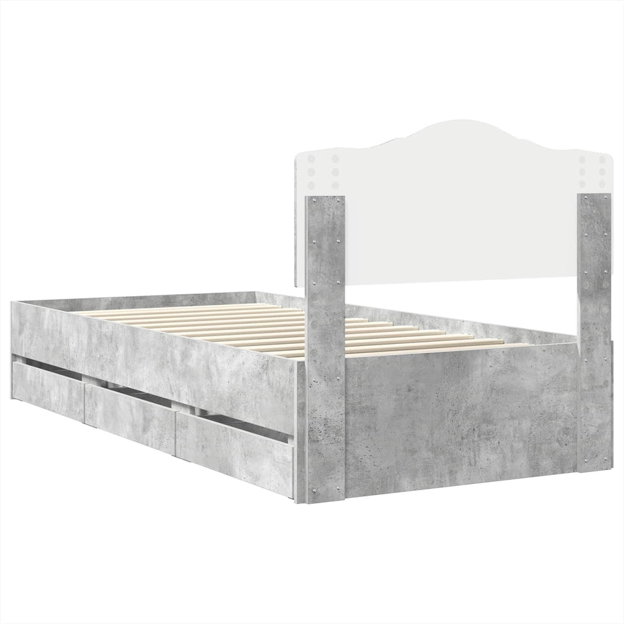 Bedframe met lade Beton Grijs 90 x 200 cm Ingenieurshout