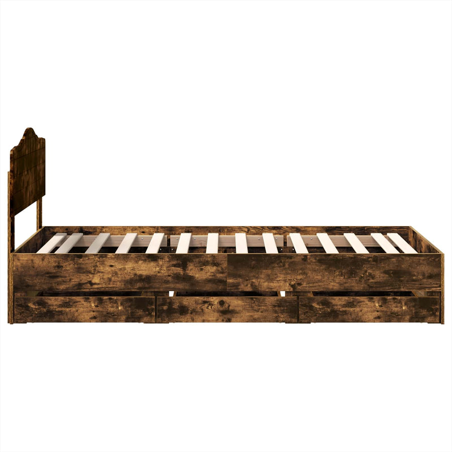 Bedframe met lade Gerookt eiken 90 x 200 cm Ingenieurshout