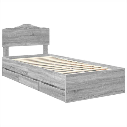 Bedframe met lade Grijs Sonoma 90 x 200 cm Ingenieurshout