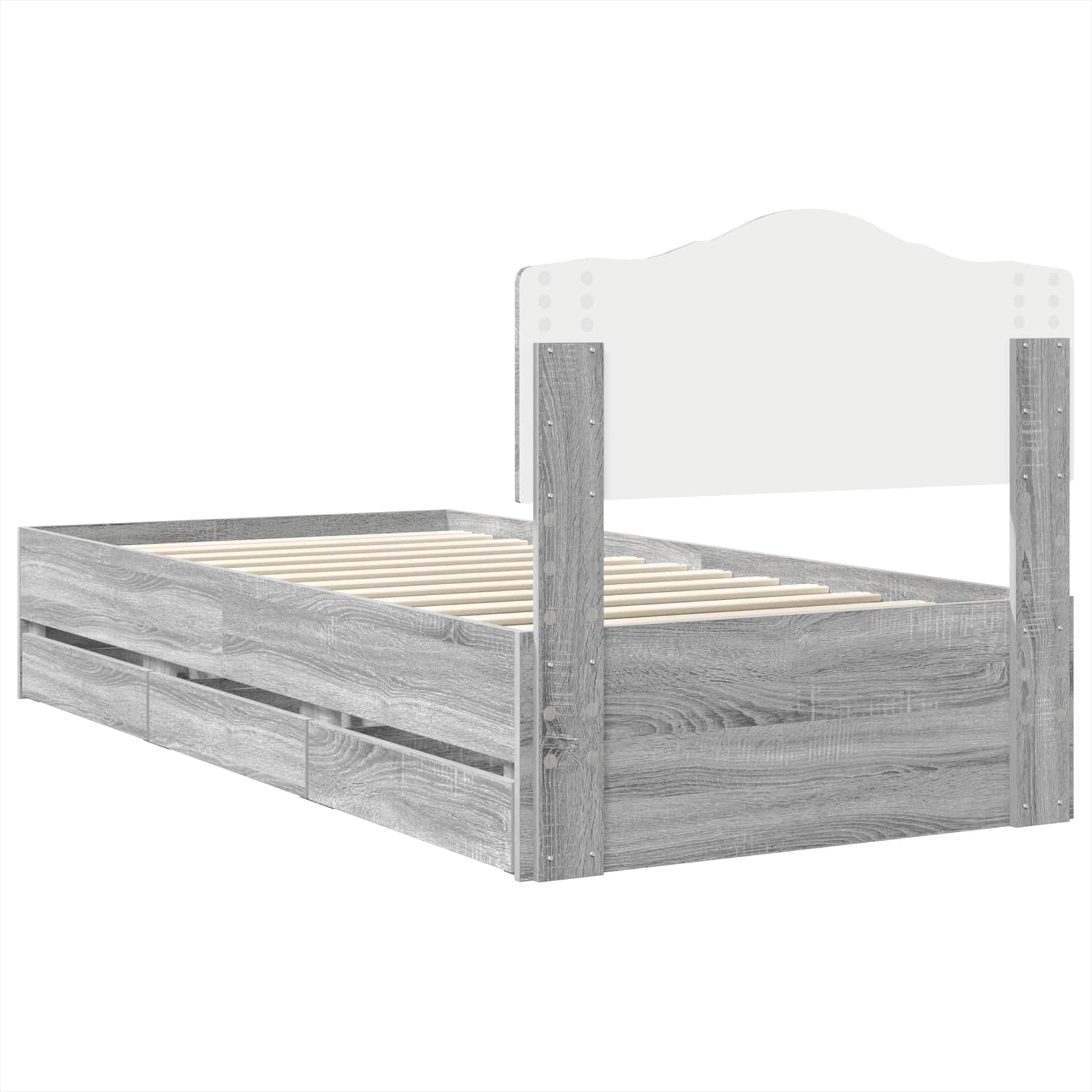 Bedframe met lade Grijs Sonoma 90 x 200 cm Ingenieurshout