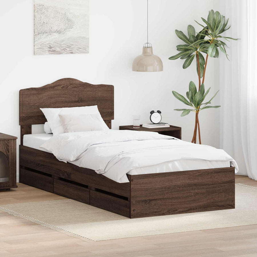 Bedframe met lade Bruin Eiken 90 x 200 cm Ingenieurshout