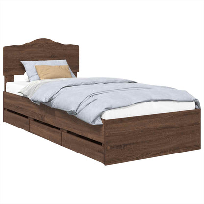 Bedframe met lade Bruin Eiken 90 x 200 cm Ingenieurshout