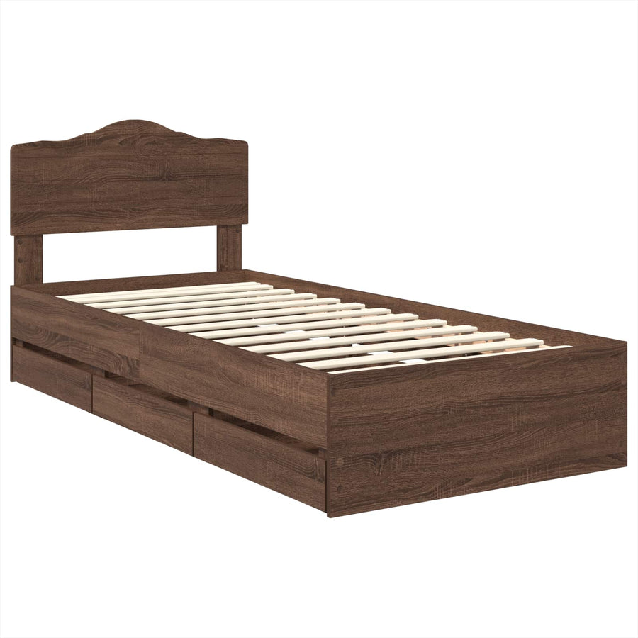 Bedframe met lade Bruin Eiken 90 x 200 cm Ingenieurshout