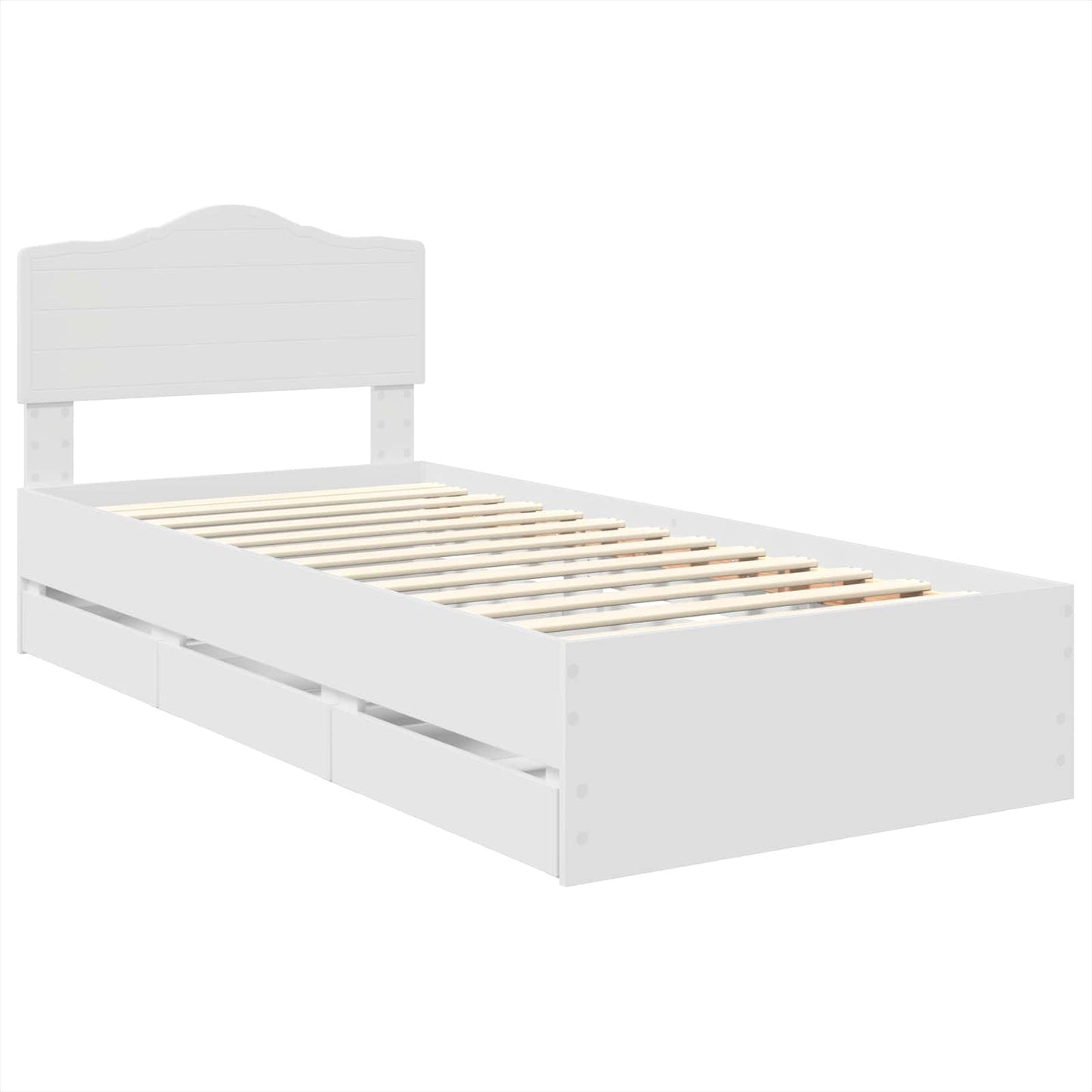 Bedframe met lade met hoofdeinde Wit 90 x 190 cm Ingenieurshout