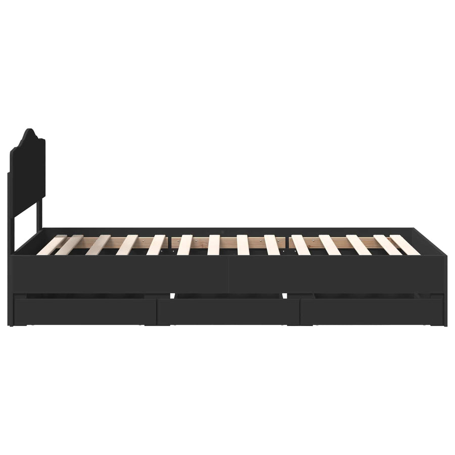 Bedframe met lade met opslag Zwart 90 x 190 cm Ingenieurshout