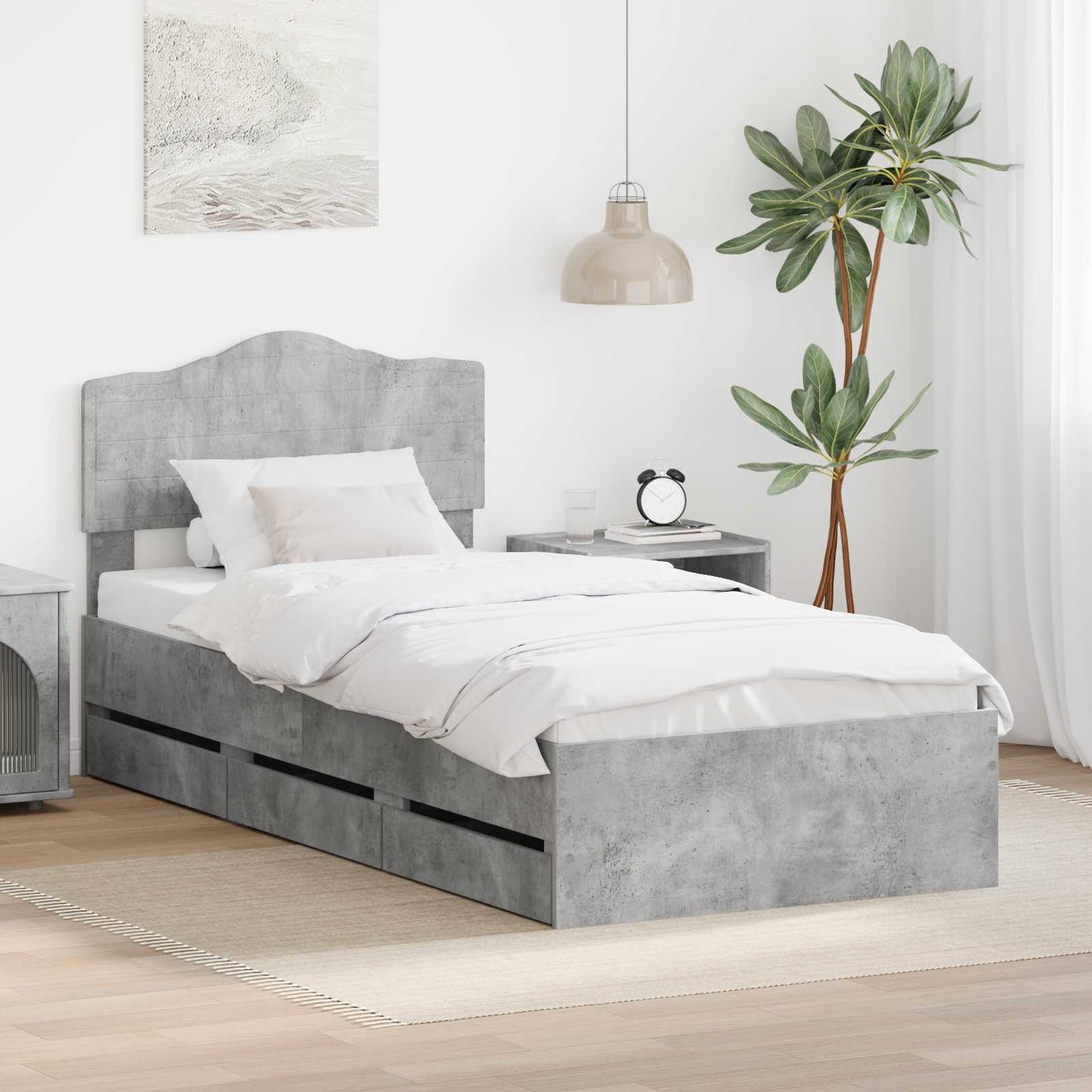 Bedframe met lade Beton Grijs 90 x 190 cm Ingenieurshout