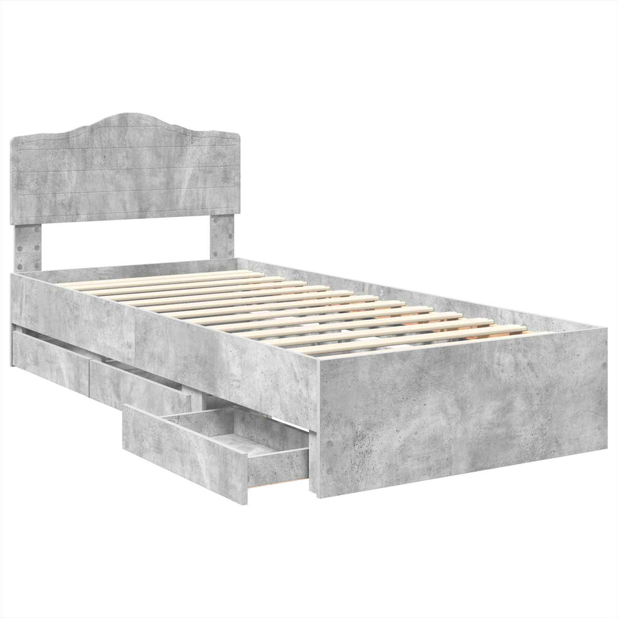 Bedframe met lade Beton Grijs 90 x 190 cm Ingenieurshout