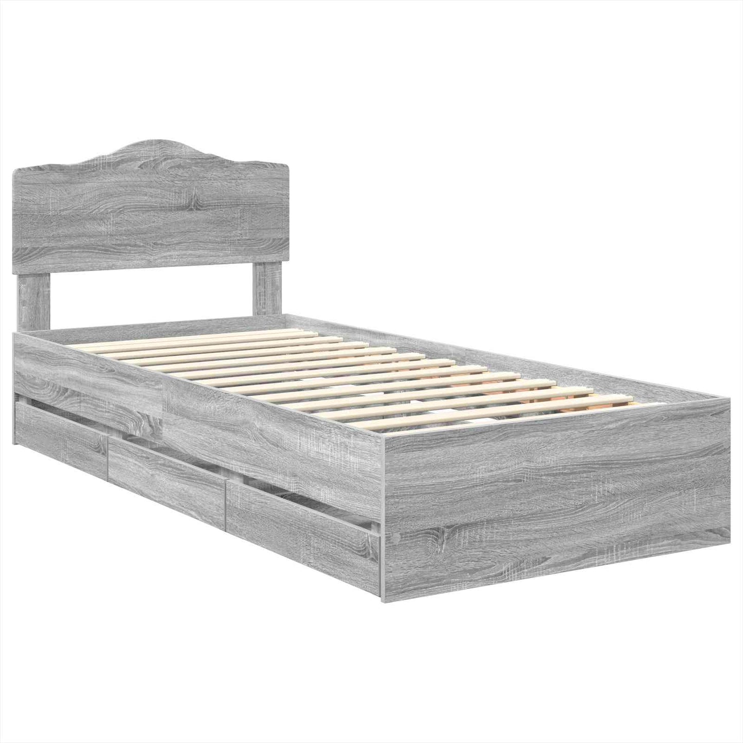 Bedframe met lade Grijs Sonoma 90 x 190 cm Ingenieurshout