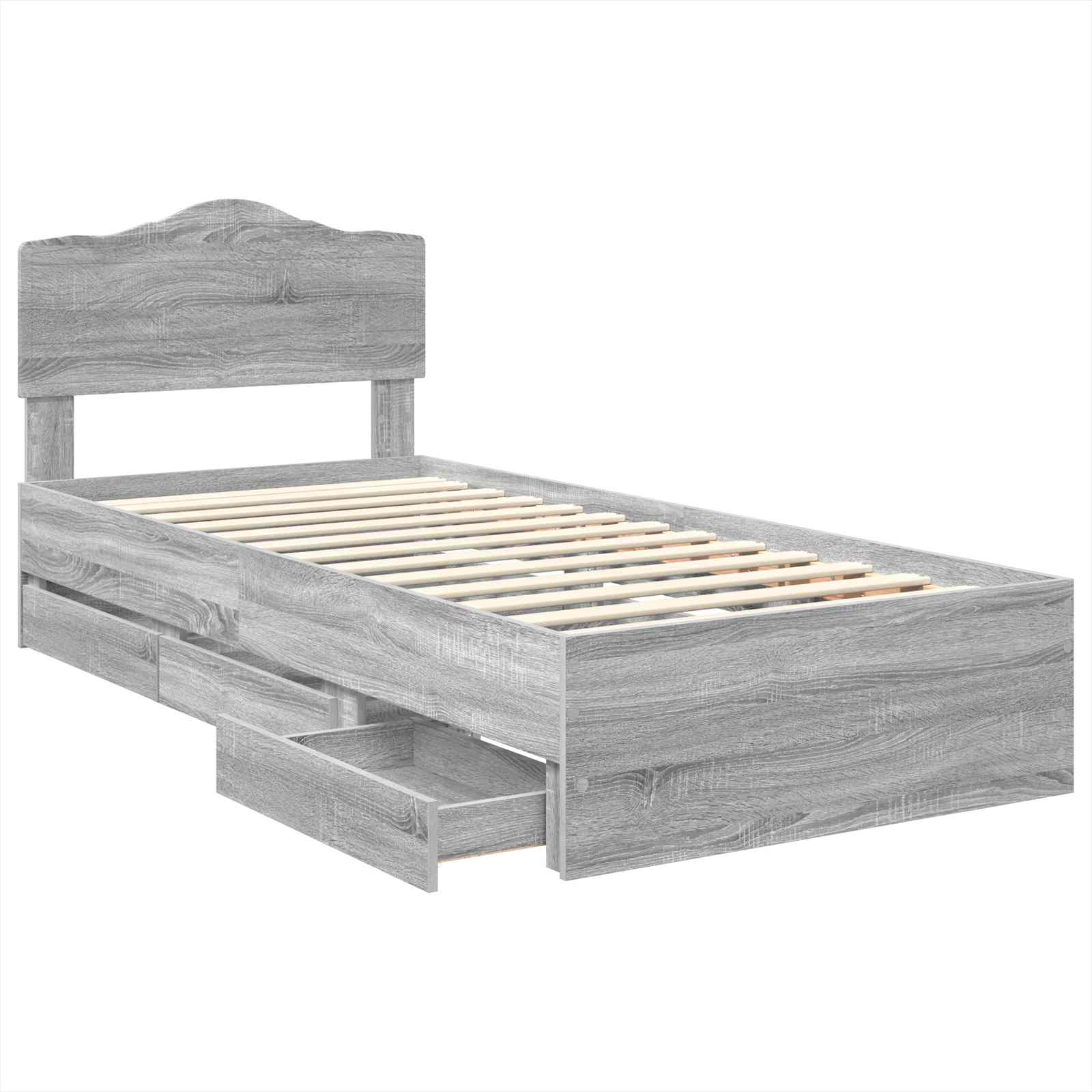Bedframe met lade Grijs Sonoma 90 x 190 cm Ingenieurshout