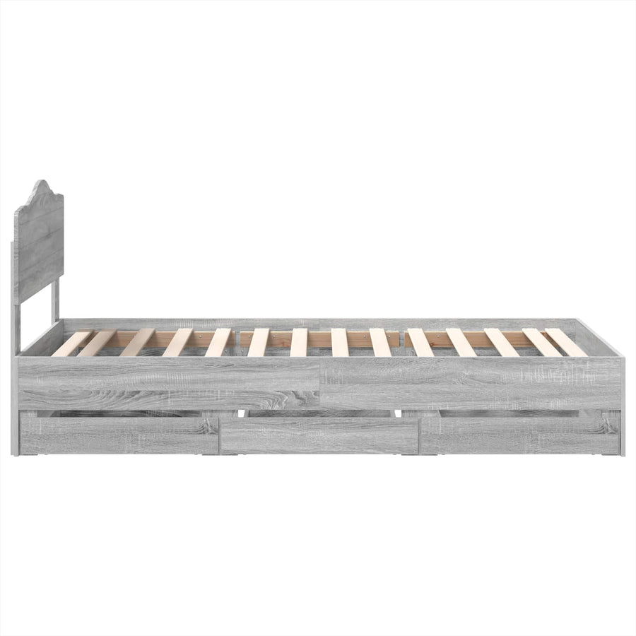 Bedframe met lade Grijs Sonoma 90 x 190 cm Ingenieurshout