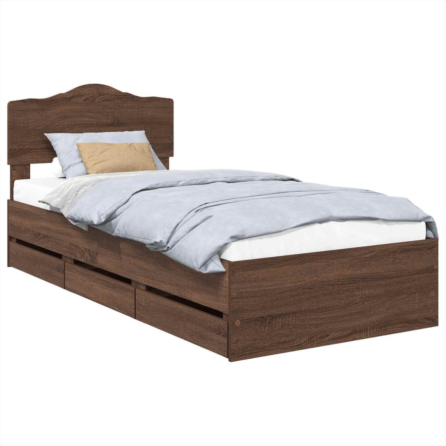 Bedframe met lade Bruin Eiken 90 x 190 cm Ingenieurshout