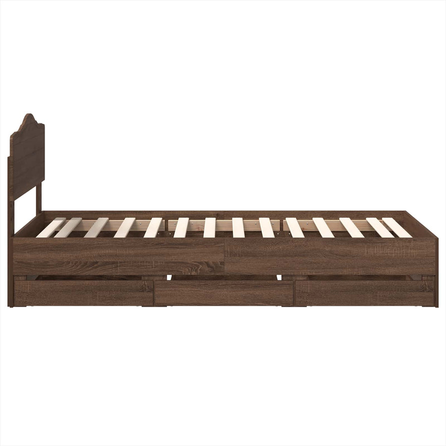 Bedframe met lade Bruin Eiken 90 x 190 cm Ingenieurshout