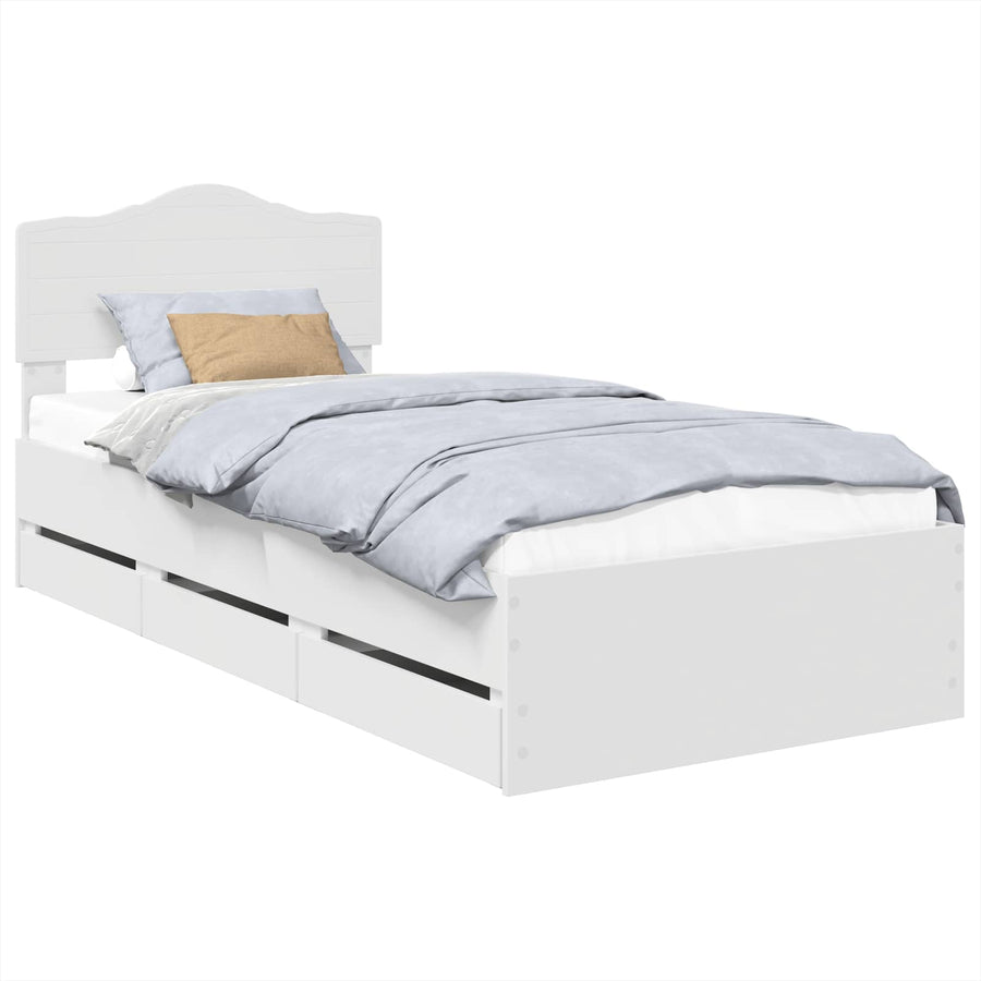 Bedframe met lade met hoofdeinde Wit 75 x 190 cm Ingenieurshout