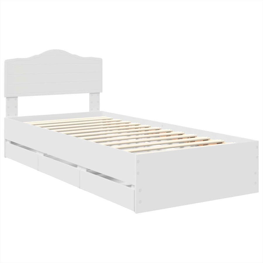 Bedframe met lade met hoofdeinde Wit 75 x 190 cm Ingenieurshout