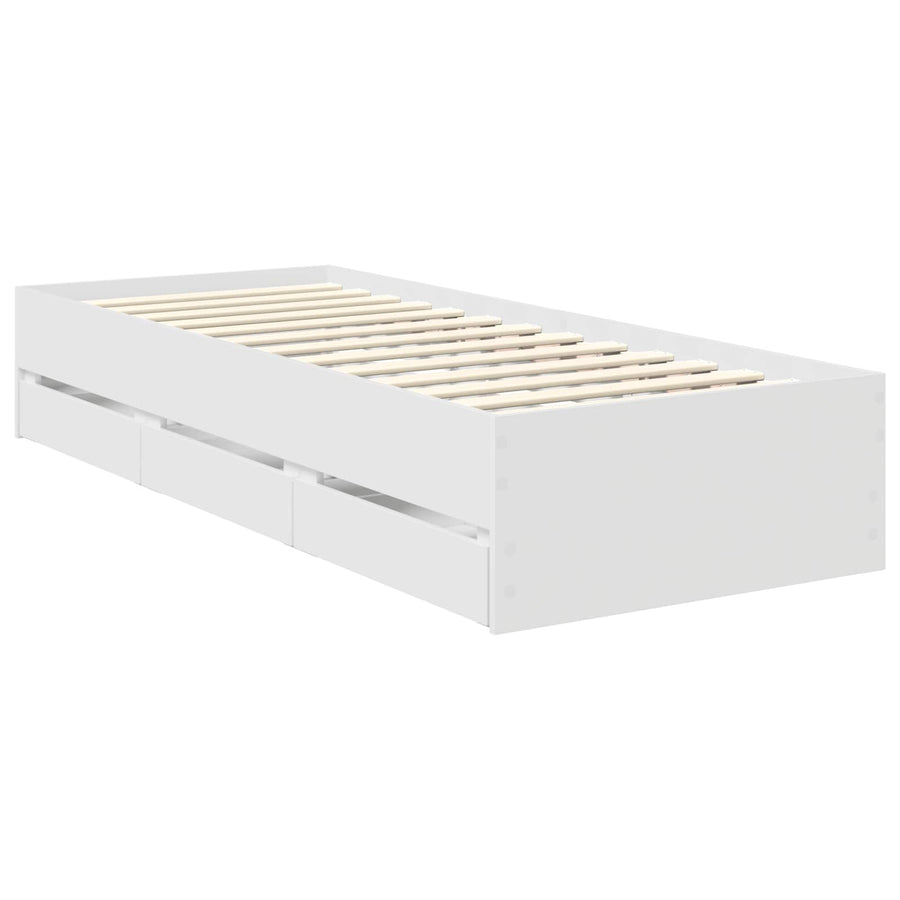 Bedframe met lade met hoofdeinde Wit 75 x 190 cm Ingenieurshout