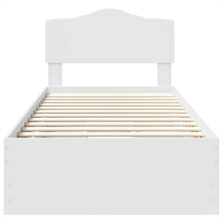 Bedframe met lade met hoofdeinde Wit 75 x 190 cm Ingenieurshout