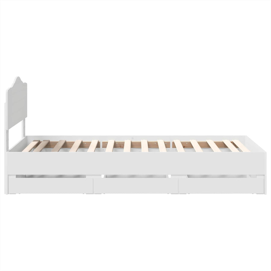 Bedframe met lade met hoofdeinde Wit 75 x 190 cm Ingenieurshout