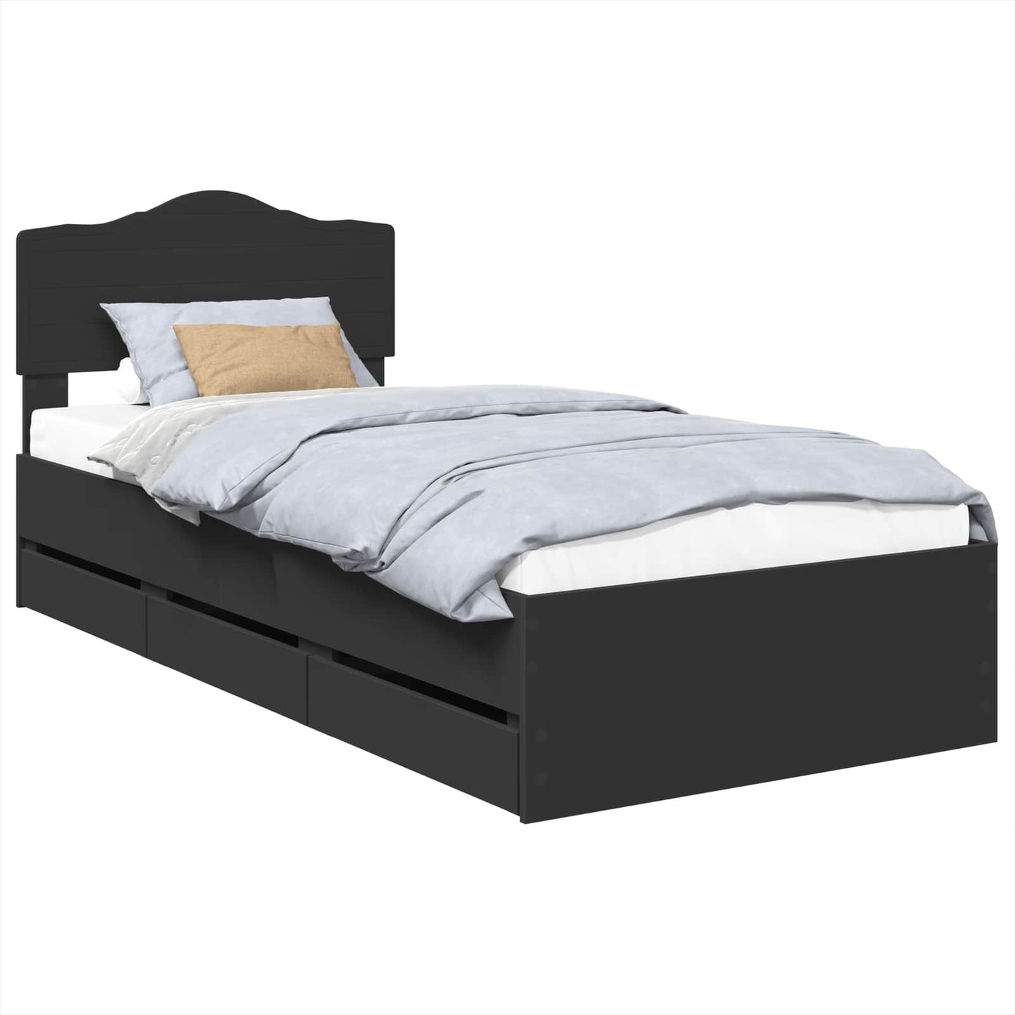 Bedframe met lade met opslag Zwart 75 x 190 cm Ingenieurshout